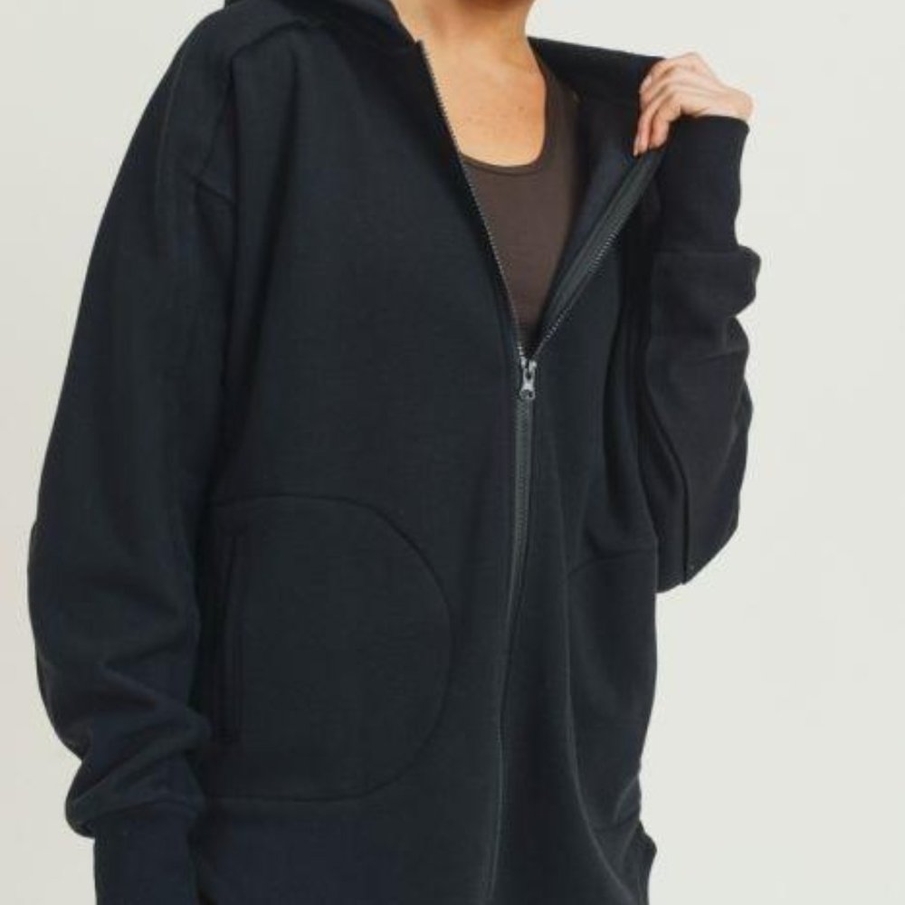 LONGLINE ZIP-UP HOODIE JACKET